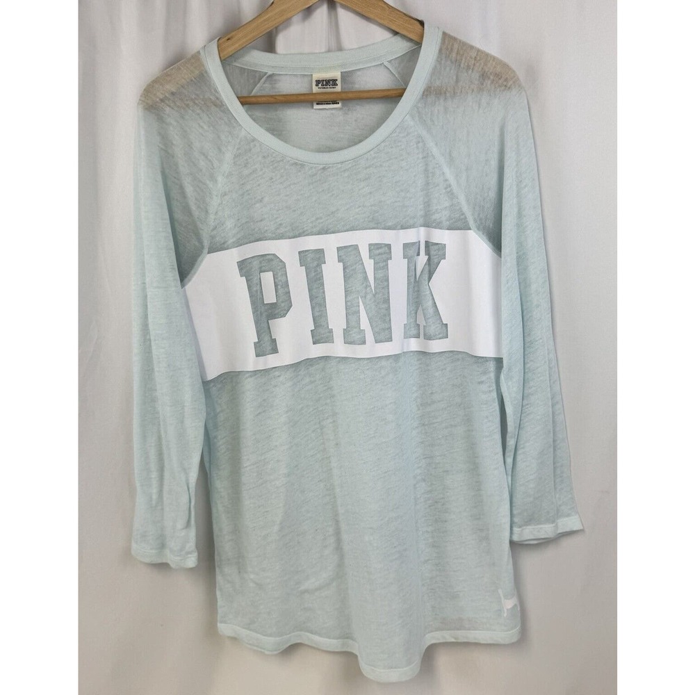 PINK by Victoria's Secrect Long Sleeve Women's Shirt Size M Seablue & White